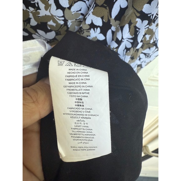Michael Kors Midi Dress Butterfly Camo Black Green Floral‎ Sleeveless Size Large - Picture 5 of 5
